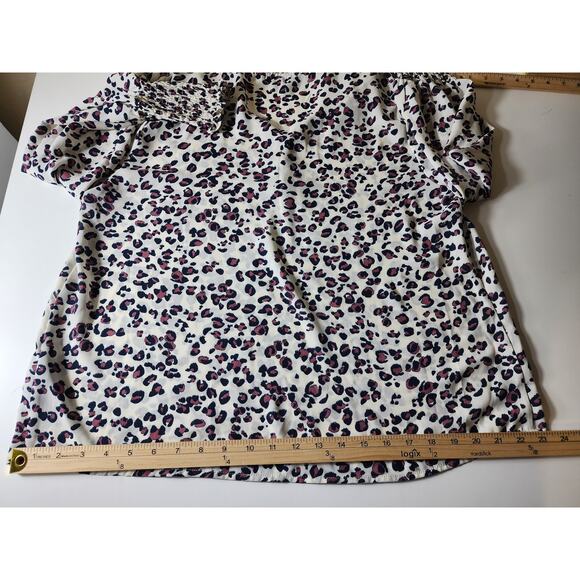 ZAC & RACHEL Pink Gray Animal Print Bell Sleeve Boho Hippie Top SZ L - Picture 10 of 13